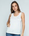 Vocal 18514T Off White Tank Top with Stones 