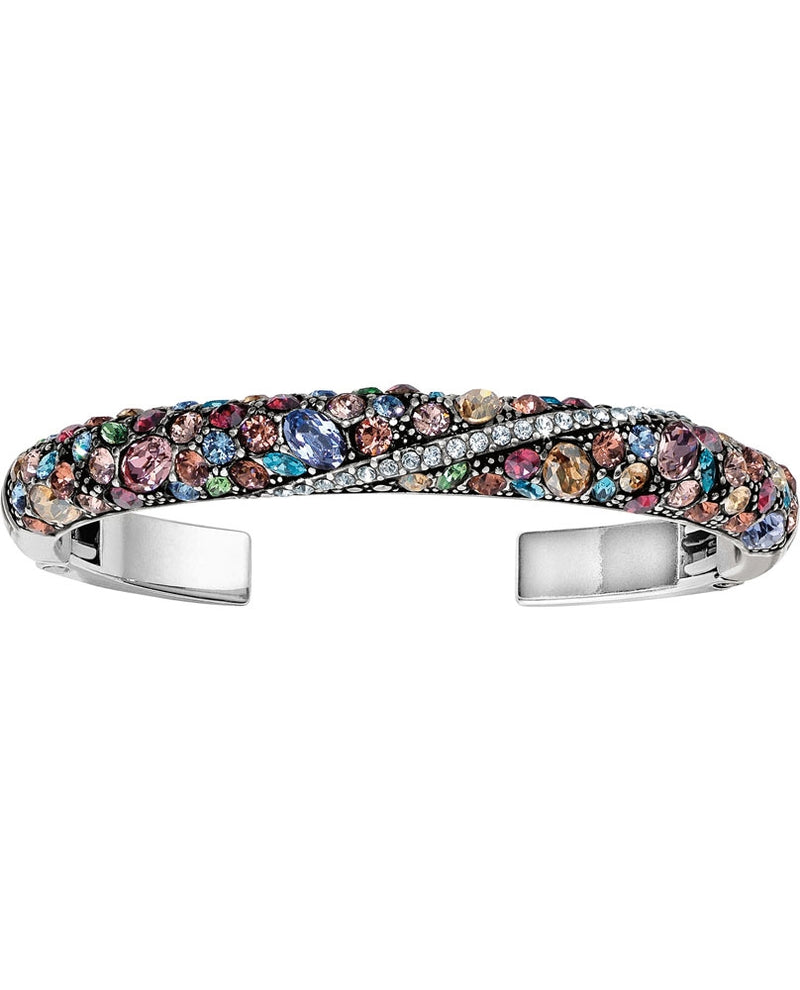 Silver multi Brighton JF3951 Trust Your Journey Double Hinged Bangle with pastel Swarovski gems