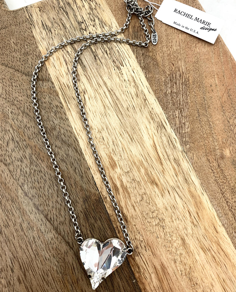 Rachel Marie Designs Naomi Crystal Heart Necklace Clear
