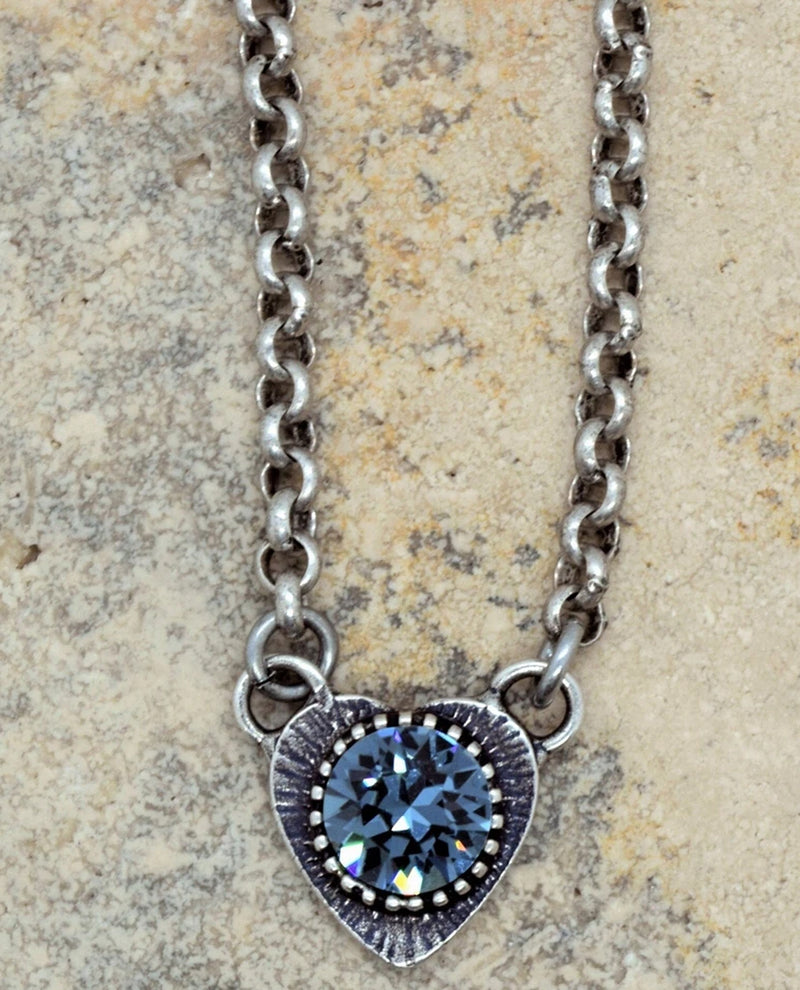 Rachel Marie Designs Darla Heart Necklace Denim Crystal