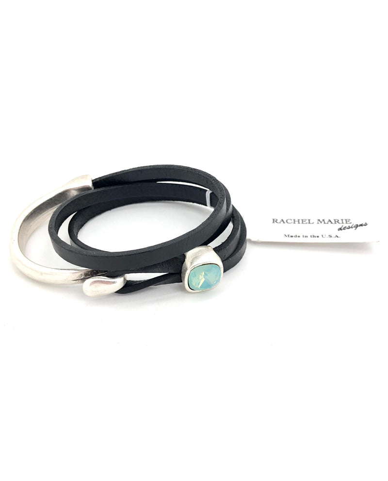 Rachel Marie Designs Leather Wrap Coco Bracelet Pacific Opal