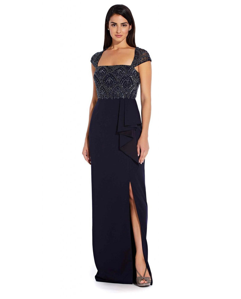 Adrianna Papell AP1E205793 Keyhole Back Gown Midnight Navy