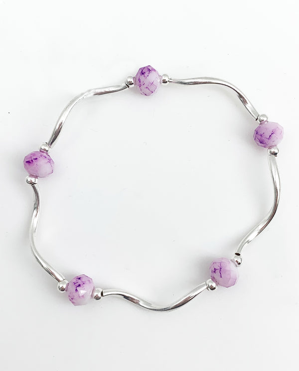 My Fun Colors 1322 Crystal Bracelet-Purple White Tie Dye