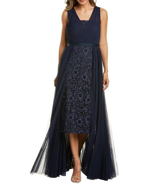 Aidan Mattox MD1E205516 Lace Midi With Overlay Skirt Aidan Mattox MD1E205516 Lace Midi With Overlay Skirt