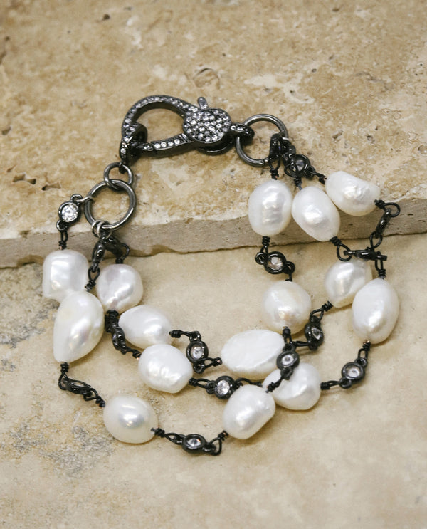 Rachel Marie Designs CAIRO Pearl & Cz Bracelet WHITE PEARL