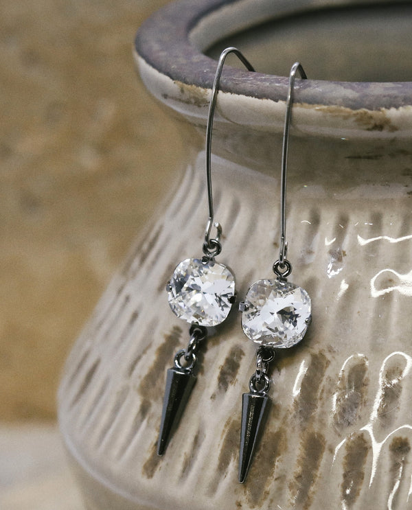Rachel Marie Designs MILAN Spike & Swarovski Drop Earring Clear