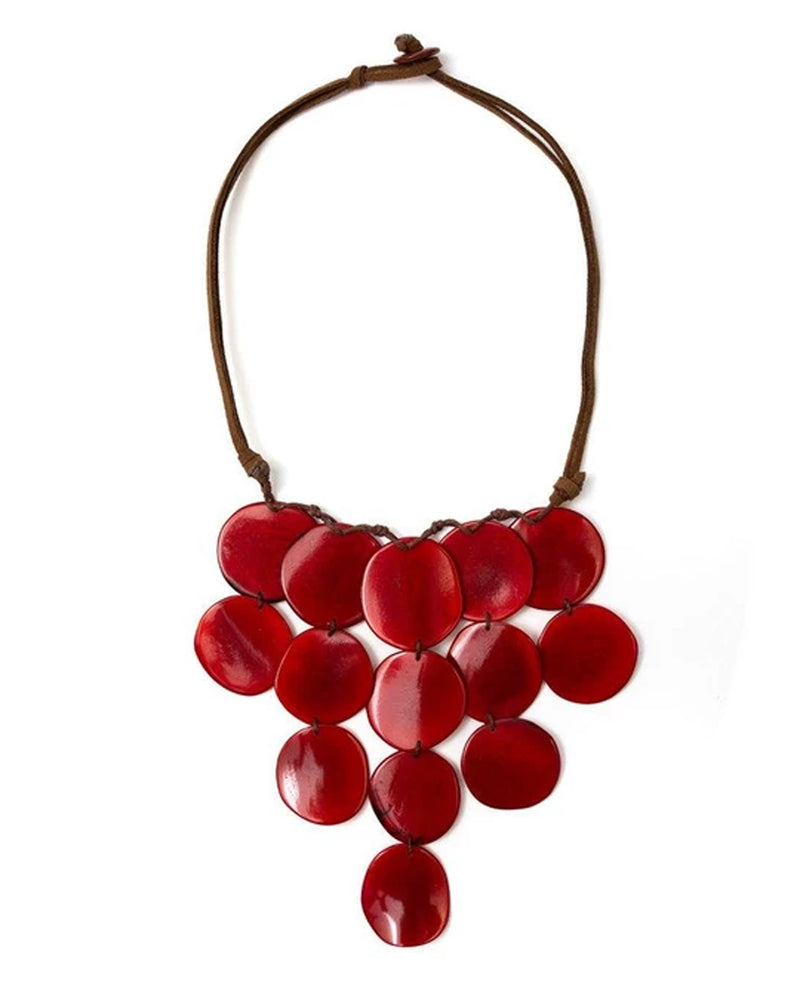 Organic Tagua SC119 Oro Necklace Red