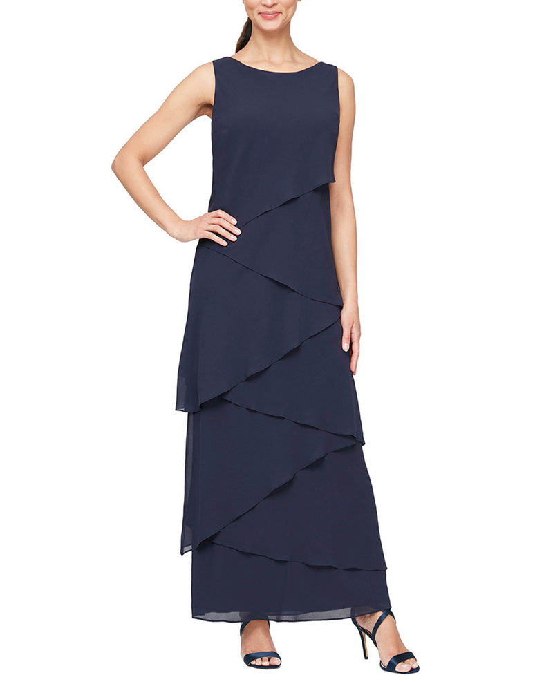 Alex Evening 8192001 Asymmetrical Tiered With Jacket Navy
