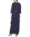 Alex Evening 8192001 Asymmetrical Tiered With Jacket Navy
