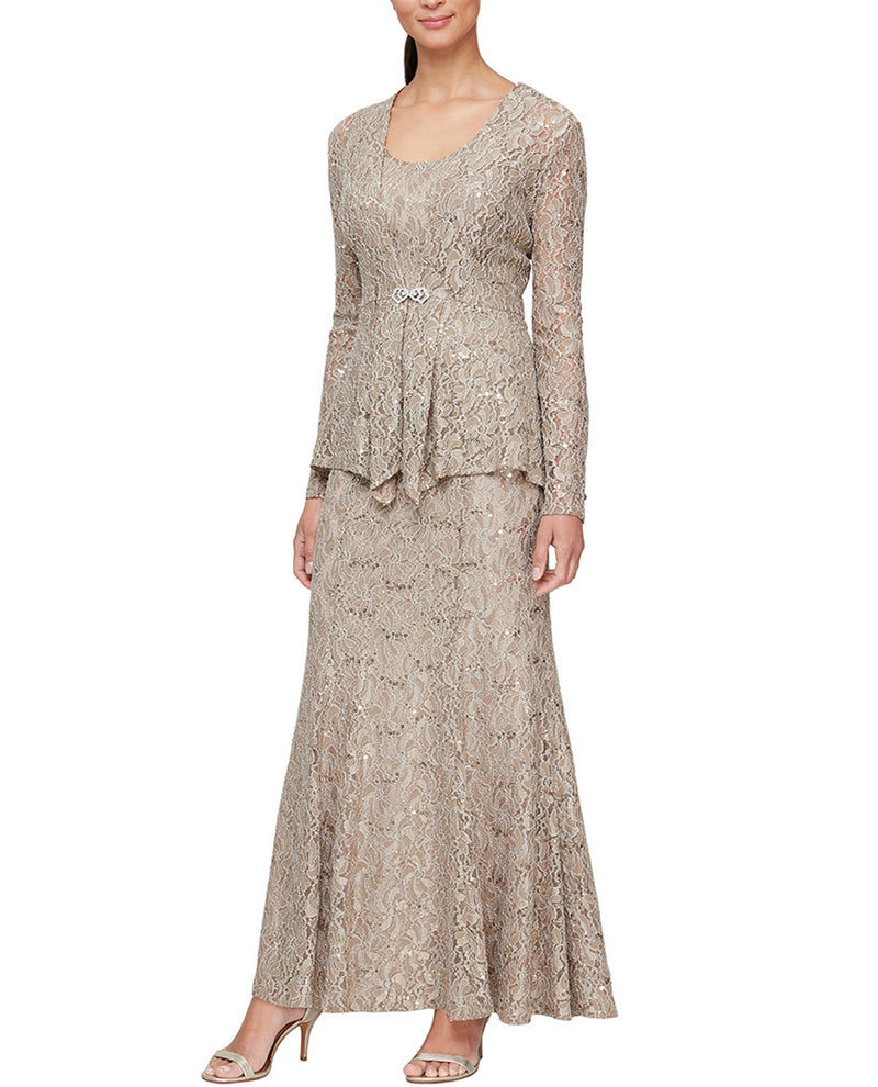 Alex Evenings 81122452 Lace Fit N Flare With Jacket CHAMPAGNE