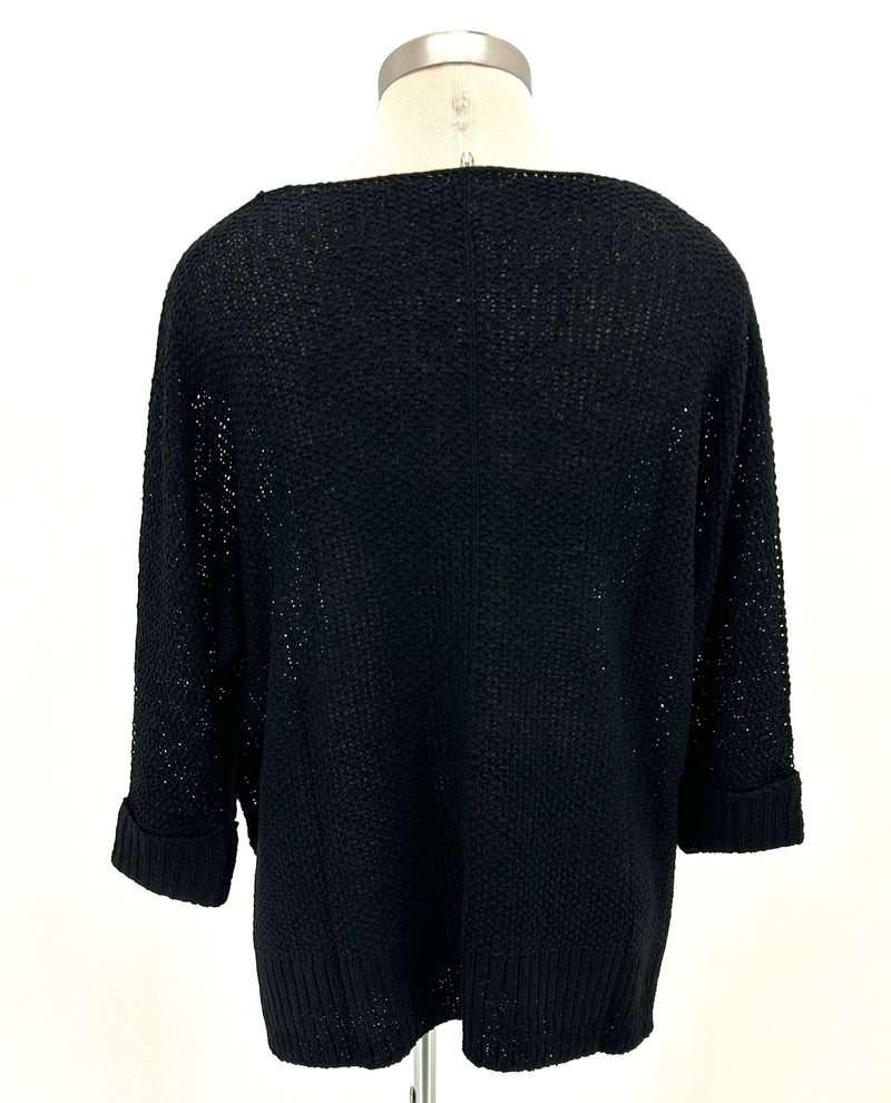 ee:some SK2207 Ribbon Boxy Sweater Black