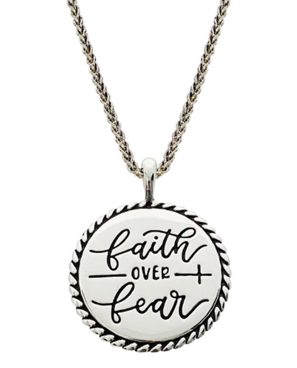 Faith Over Fear Silver Necklace 45836