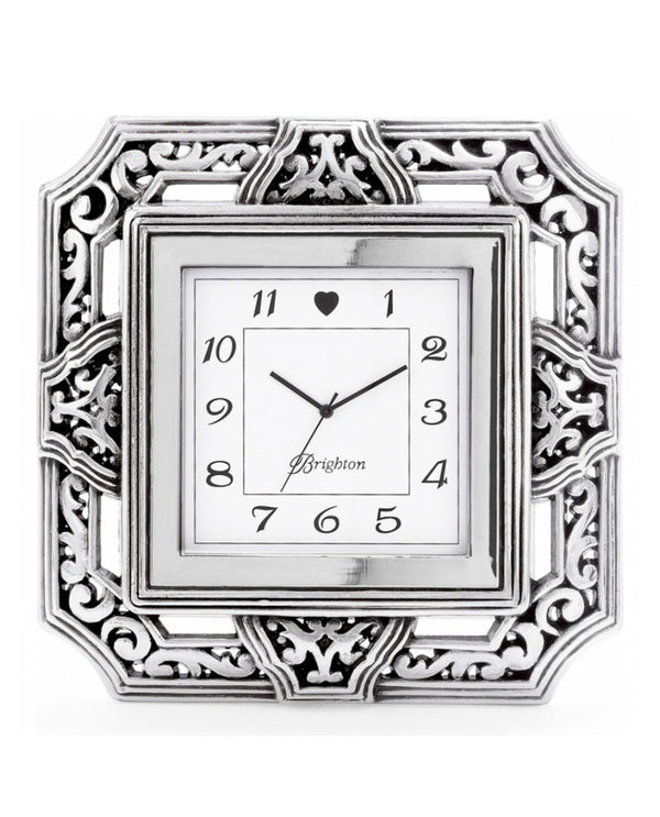 Brighton G20030 Tango Square Clock square silver clock with scrolling design