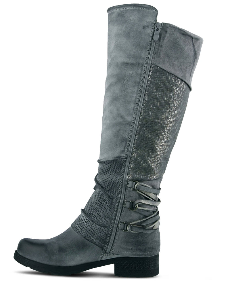 Spring Step Maxie Tall Patchwork Boot Grey