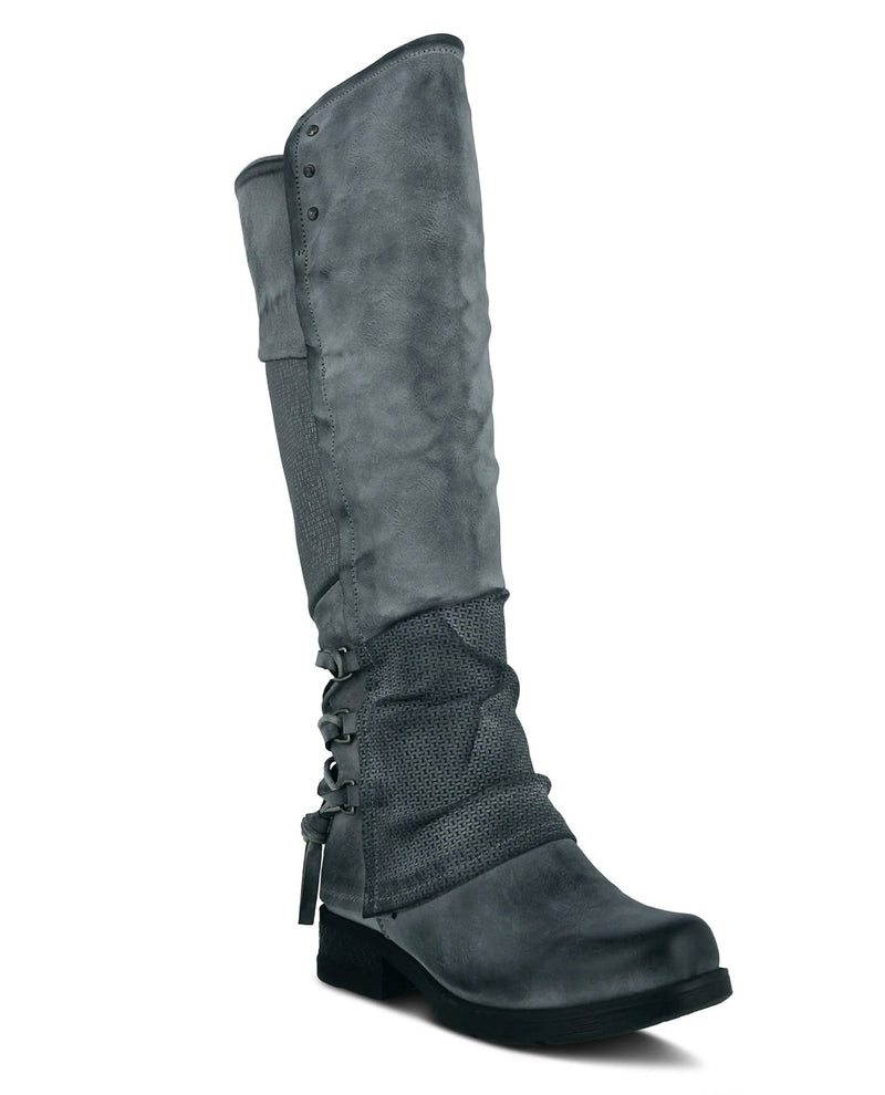 Spring Step Maxie Tall Patchwork Boot Grey