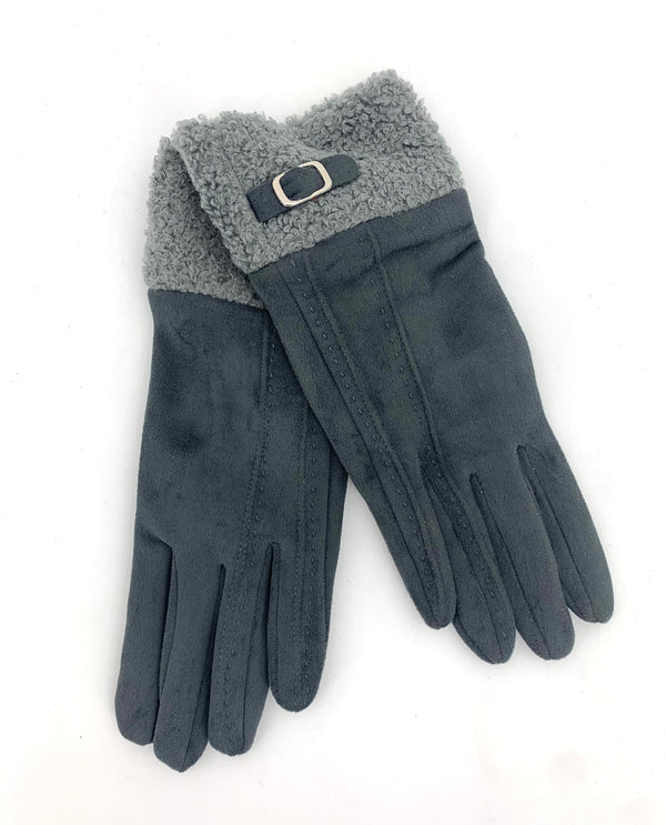 Sherpa Cuff Suede Glove GL12276 Grey