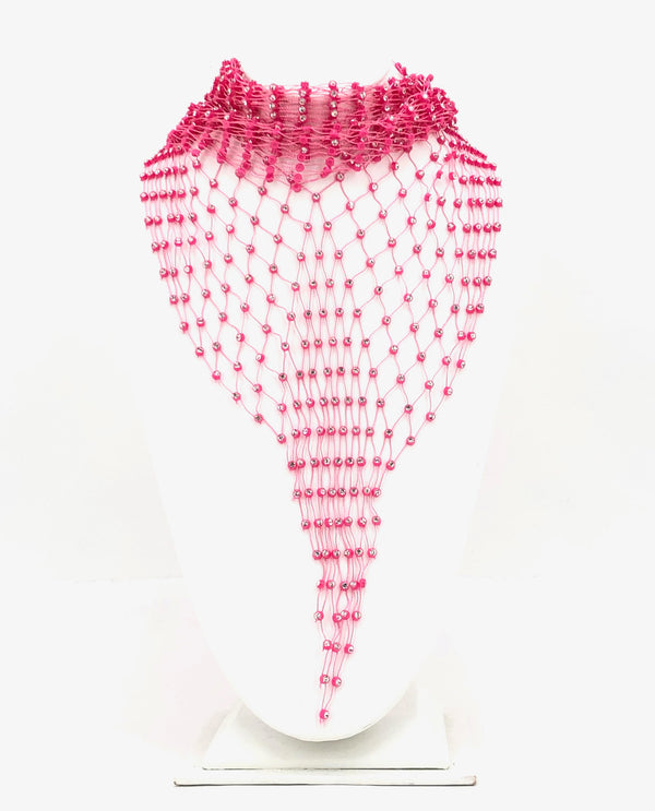 Crystal Scarf Necklace S033 Pink
