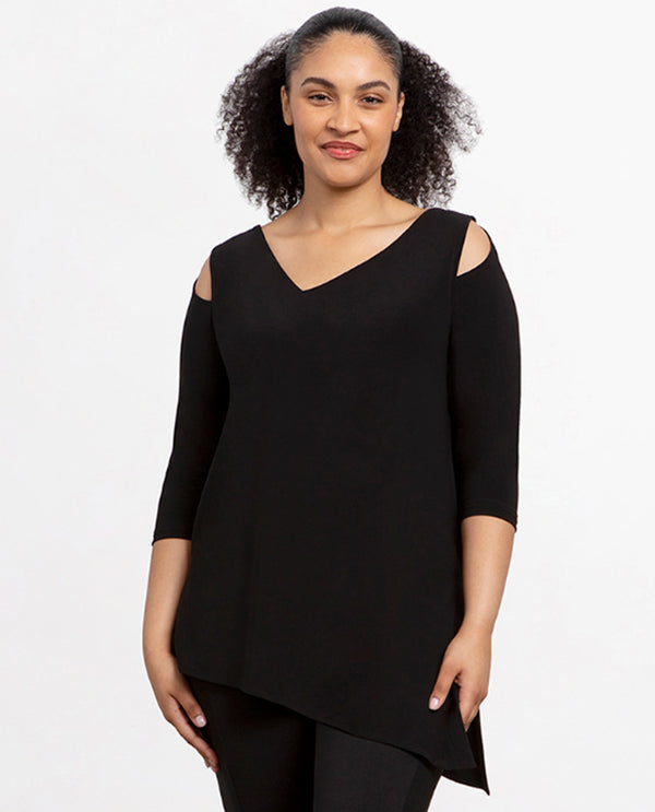 SYMPLI 23198-2 NU FOCUS TUNIC 3/4 SLEEVE BLACK