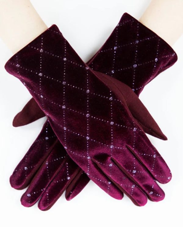 Diamond Tech Velvet Gloves GL12264 Burgundy