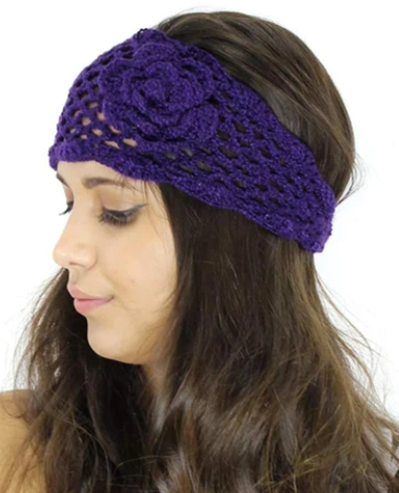 Crochet Headband HB16103 Purple