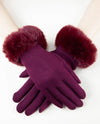 Faux Fur Cuff Tech Gloves GL12270 Burgundy