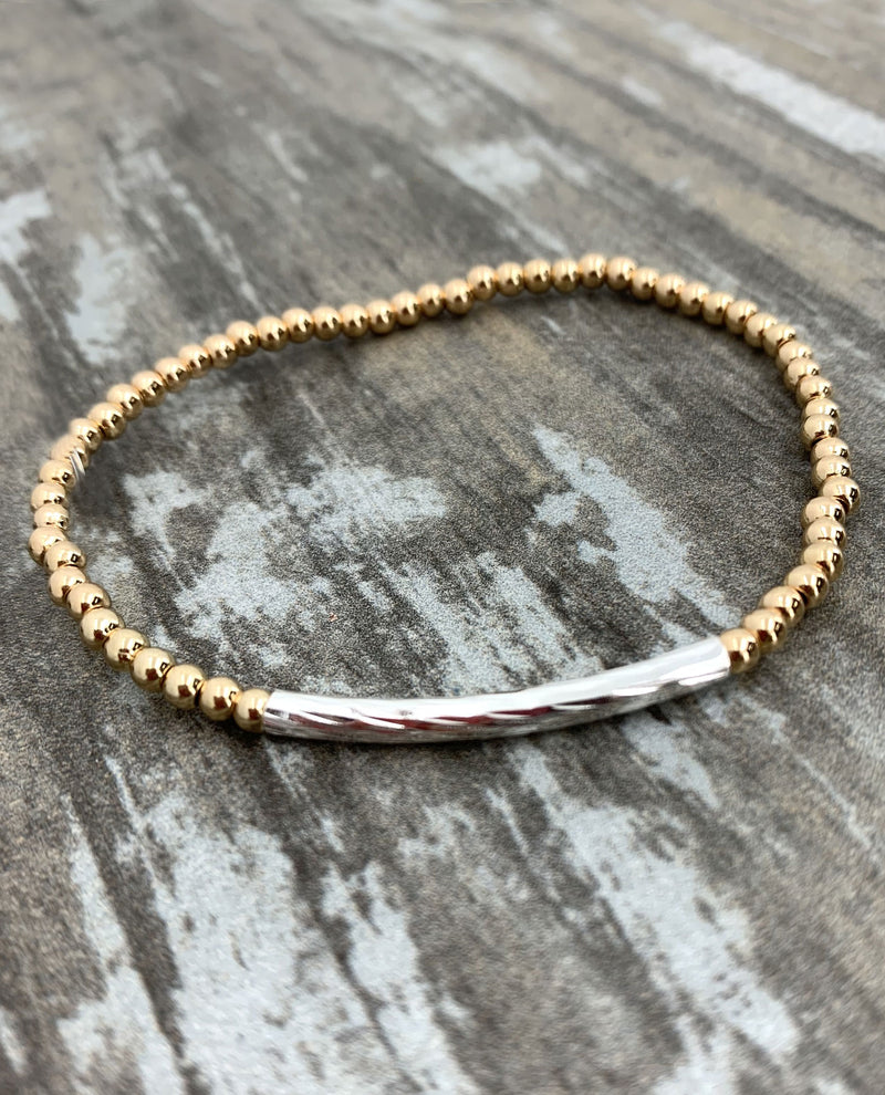Metal Bar Bead Bracelet QB28396 Gold