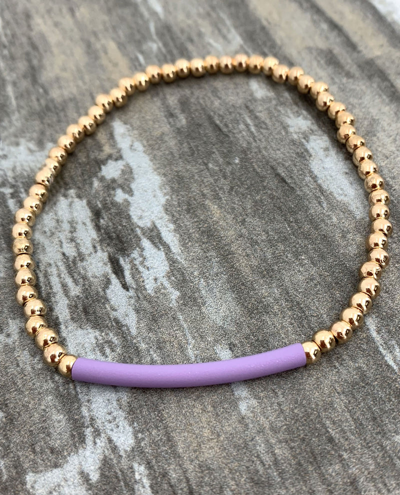 Color Bar Bead Bracelet QB28394 Lilac