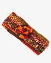 Wool Knit Headband With Flower H-10 Red