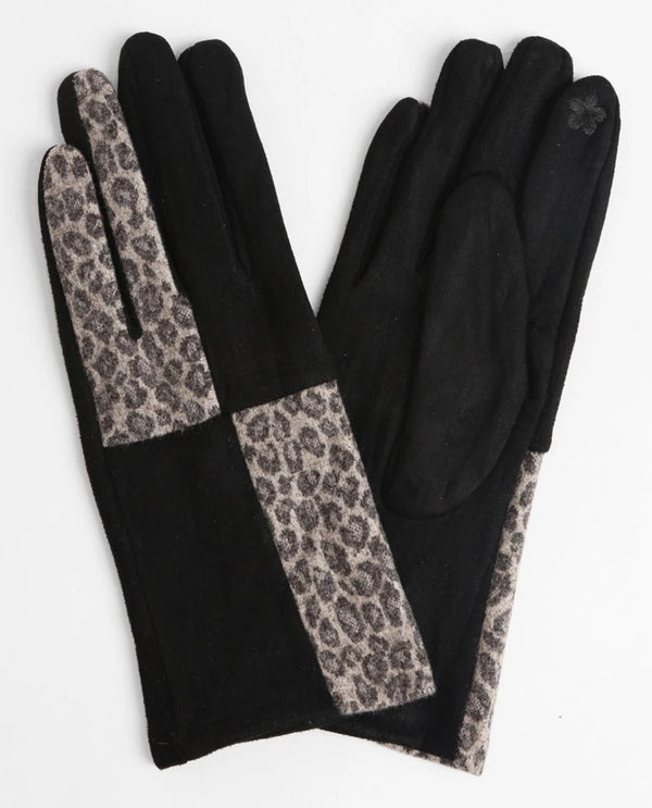 Leopard and Colorblock Glove JG862 Black