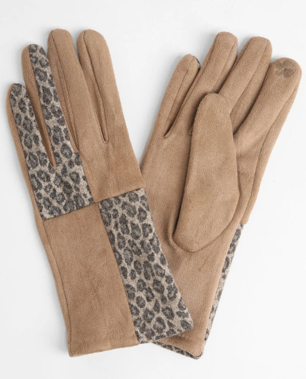 Leopard and Colorblock Glove JG862 Beige