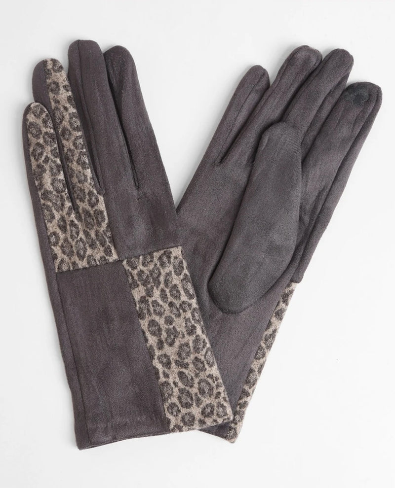 Leopard and Colorblock Glove JG862 Grey