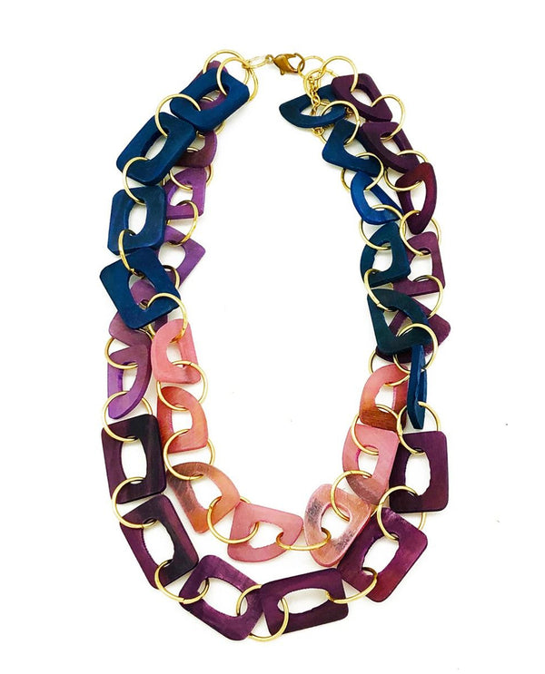 Omala Layered Necklace - Blues and Purples N1768A