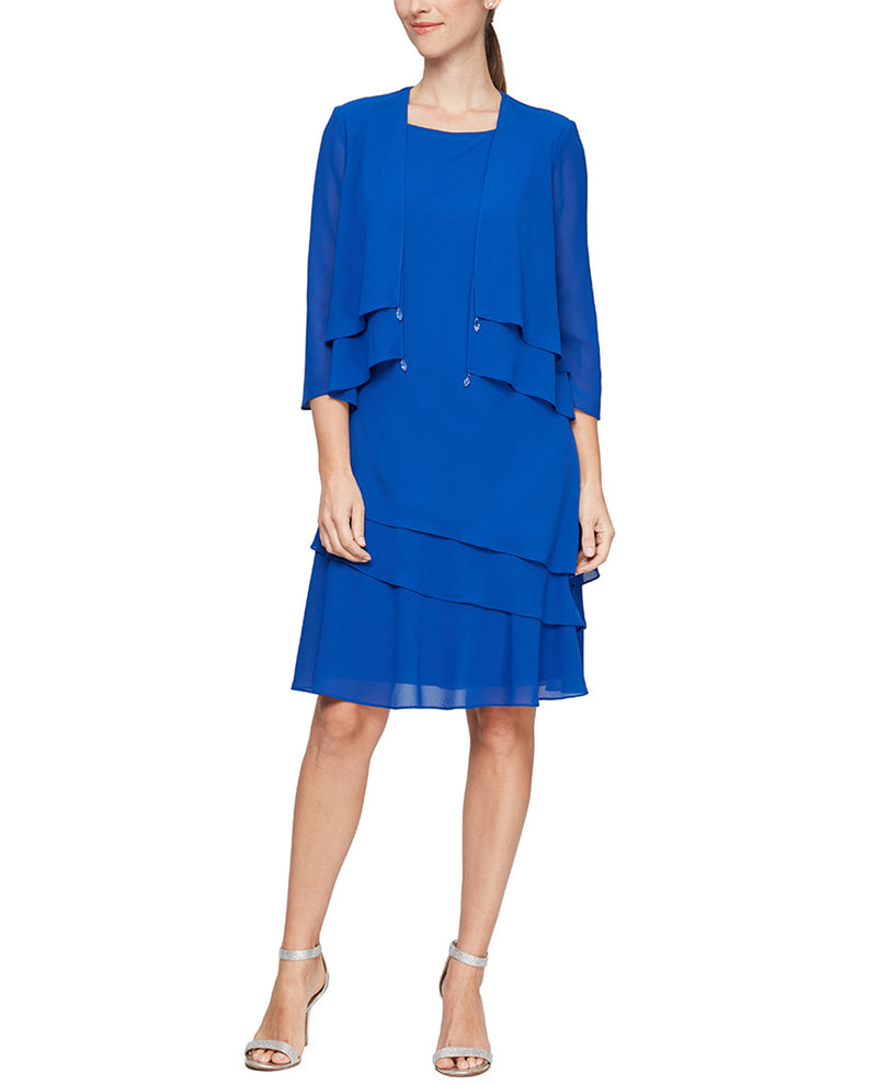 Alex Evenings 8192005 Tiered Asymmetrical With Jacket Royal Blue