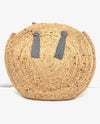 Large Straw Circle Bag With Handle D9029S Neutral