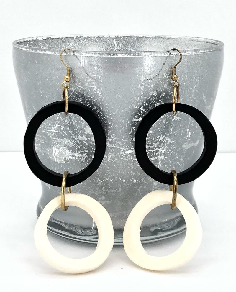 Anju E1785W Omala Modern Mono Open Ring Earrings