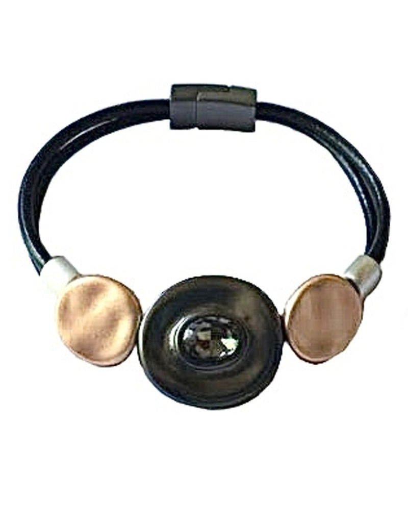 Sweet Lola B1803 Leather Mix Metal Circle Bracelet