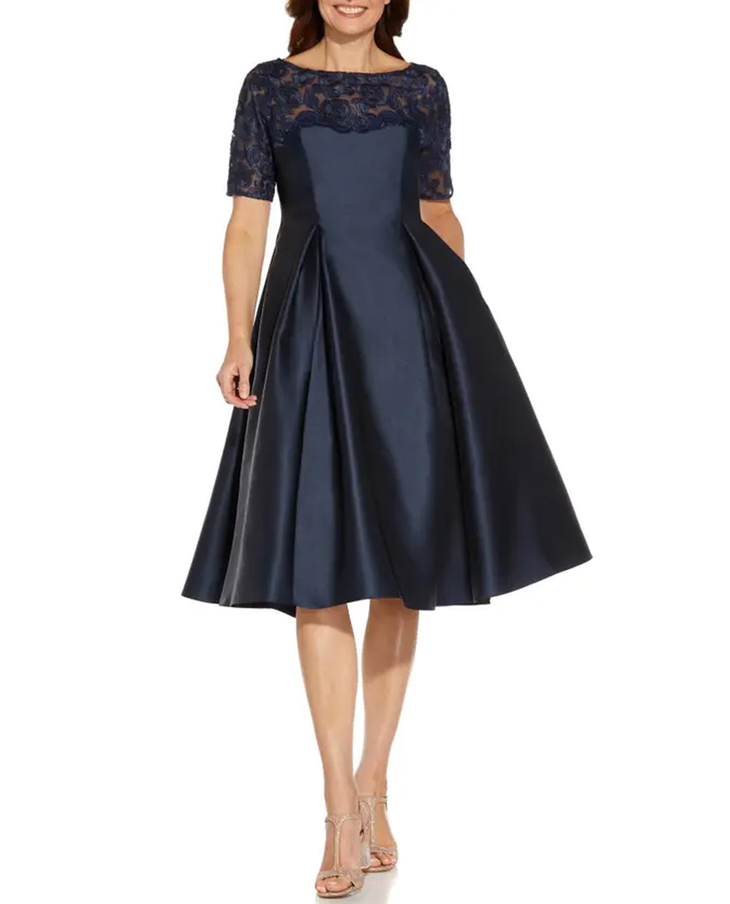 Adrianna Papell AP1E208935 Mikado With Lace Midi