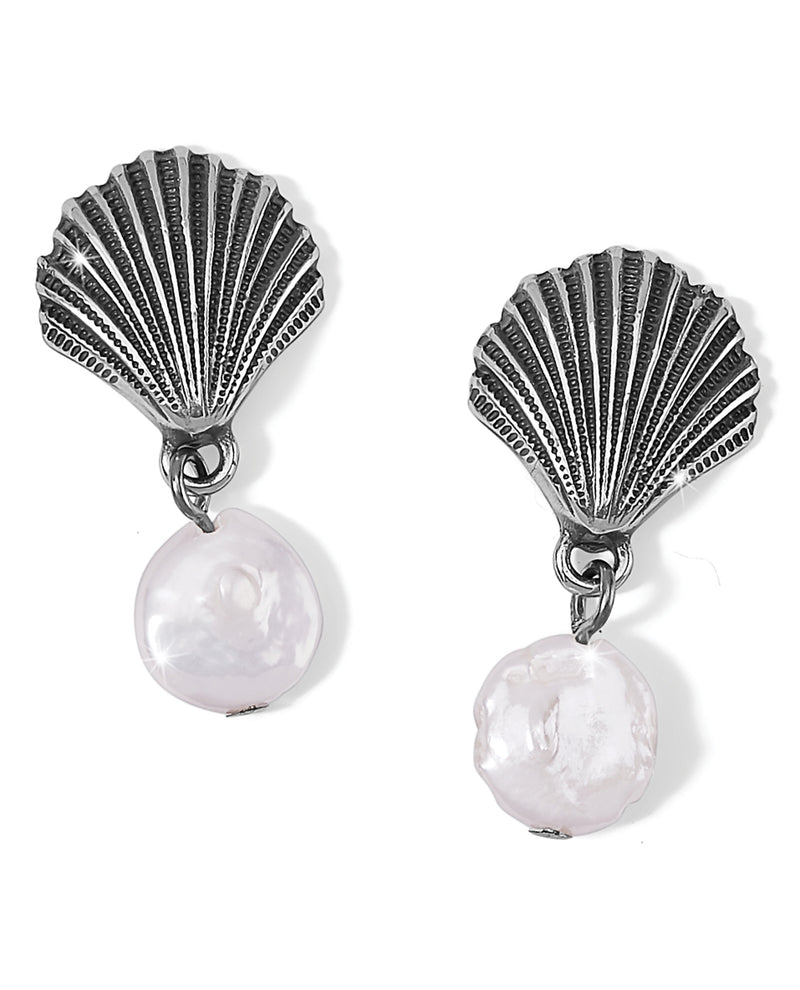 Brighton JA8713 Silver Shell Pearl Drop Earrings
