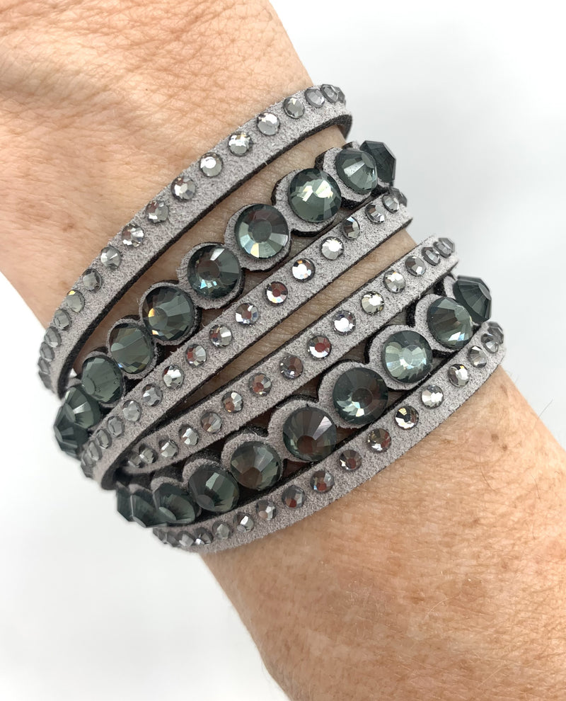 3 Row Big Stone Wrap Bracelet BIGSTONE Light Grey