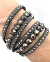 3 Row Big Stone Wrap Bracelet BIGSTONE Dark Grey