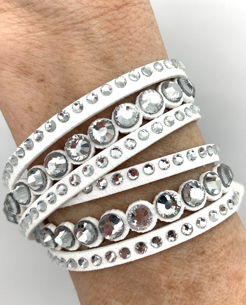 3 Row Big Stone Wrap Bracelet BIGSTONE White