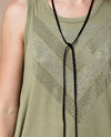 Vocal 16008T Top With Rhinestones Light Olive