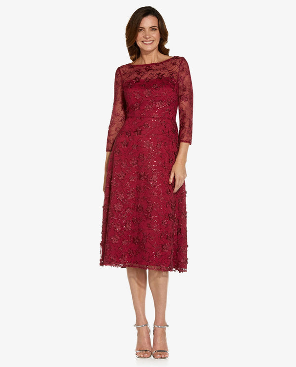 Adrianna Papell AP1E209242 T Length Sequin Embroidered Red