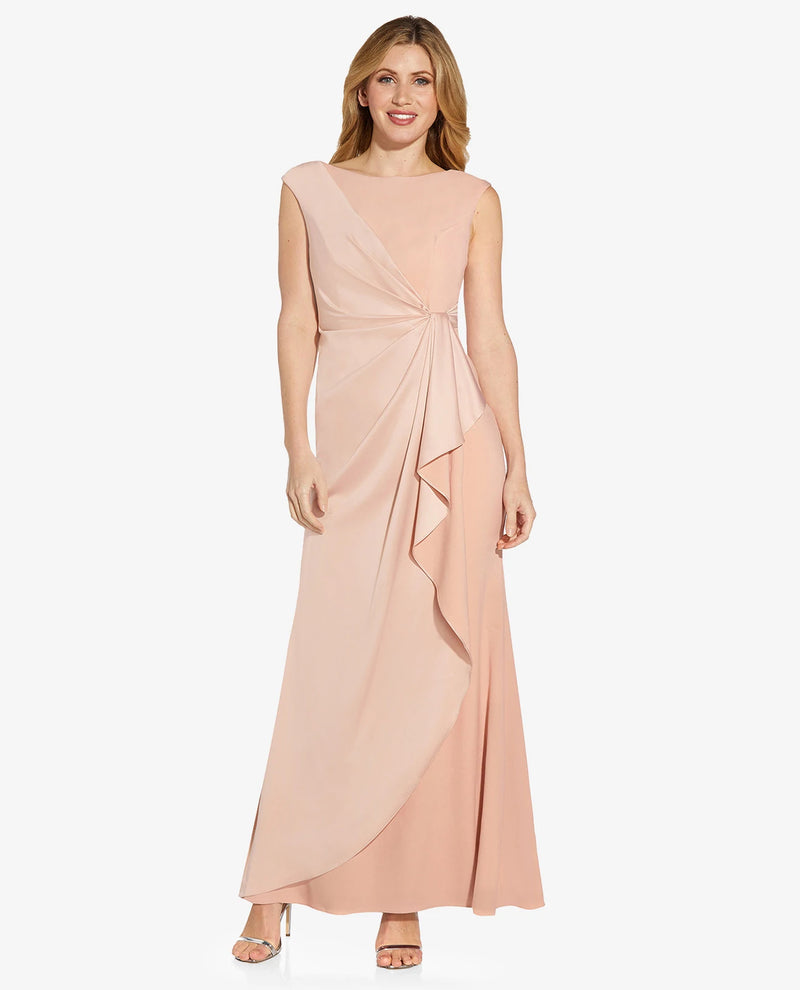 adrianna papell satin crepe dress Adrianna Papell Women's Square-Neck Satin Gown