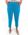 SlimSation M9038 Solid Crop Pants Turquoise