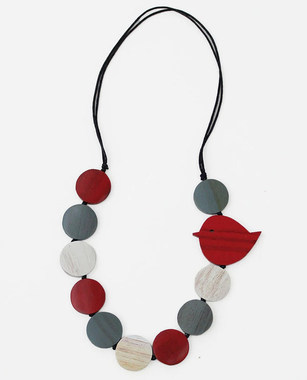 Beaded Robin Necklace DW22N08 Red