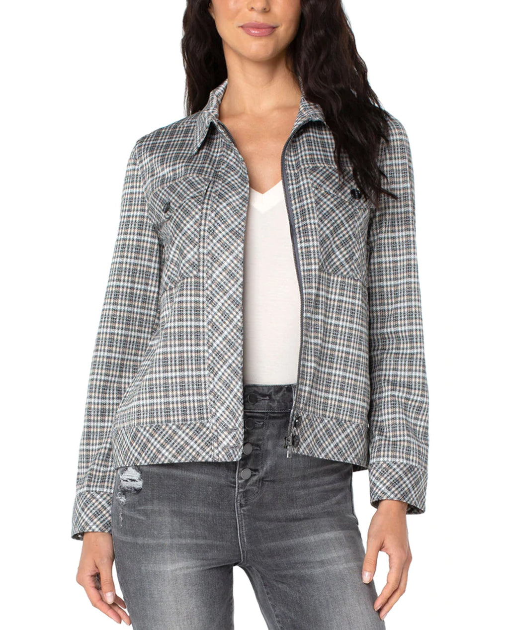 Liverpool LM1880RT7 Plaid Utility Jacket