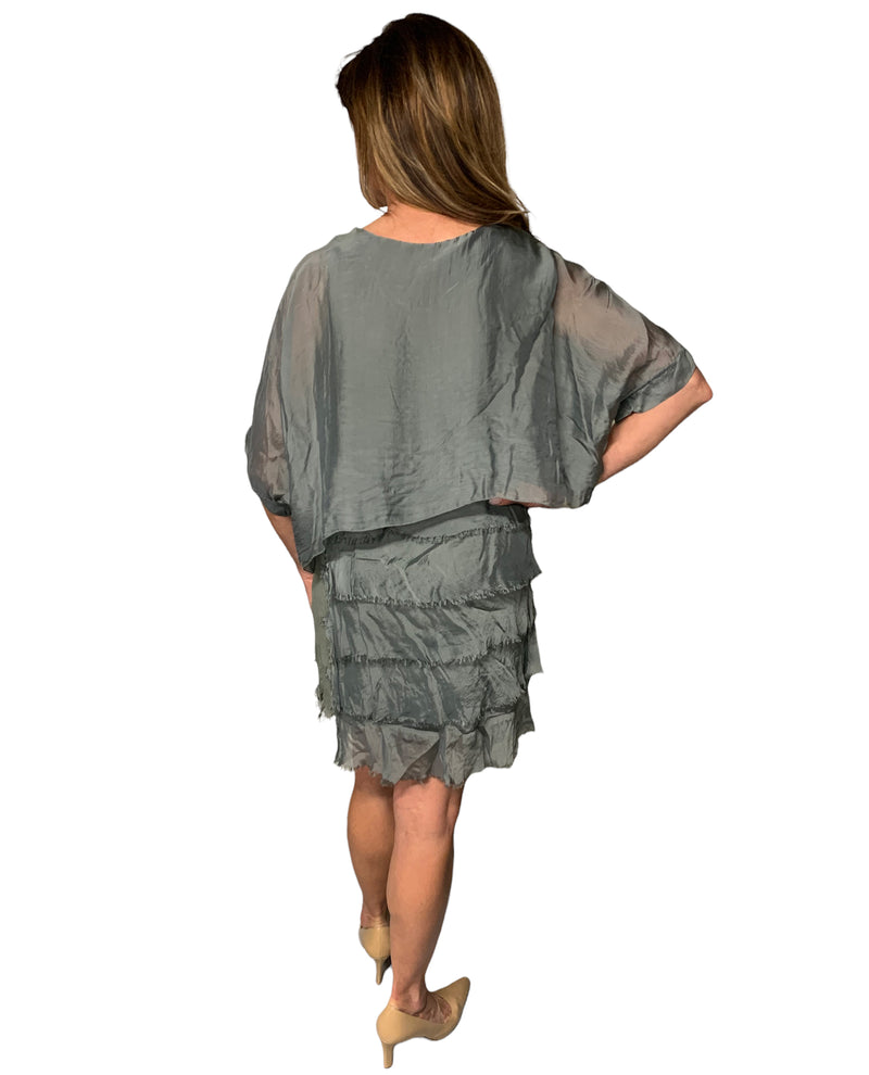 Made in Italy 64887 Short Ruffle With Sleeve Olive