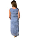One Size Layered Ruffle Long Dress 2031 Blue