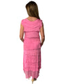 One Size Layered Ruffle Long Dress 2031 Raspberry